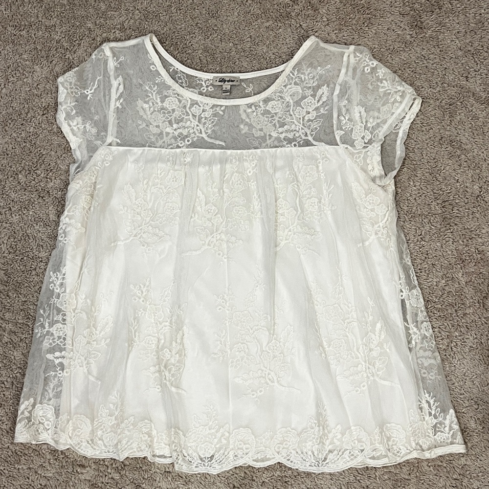 Lily Star off white lace blouse - large